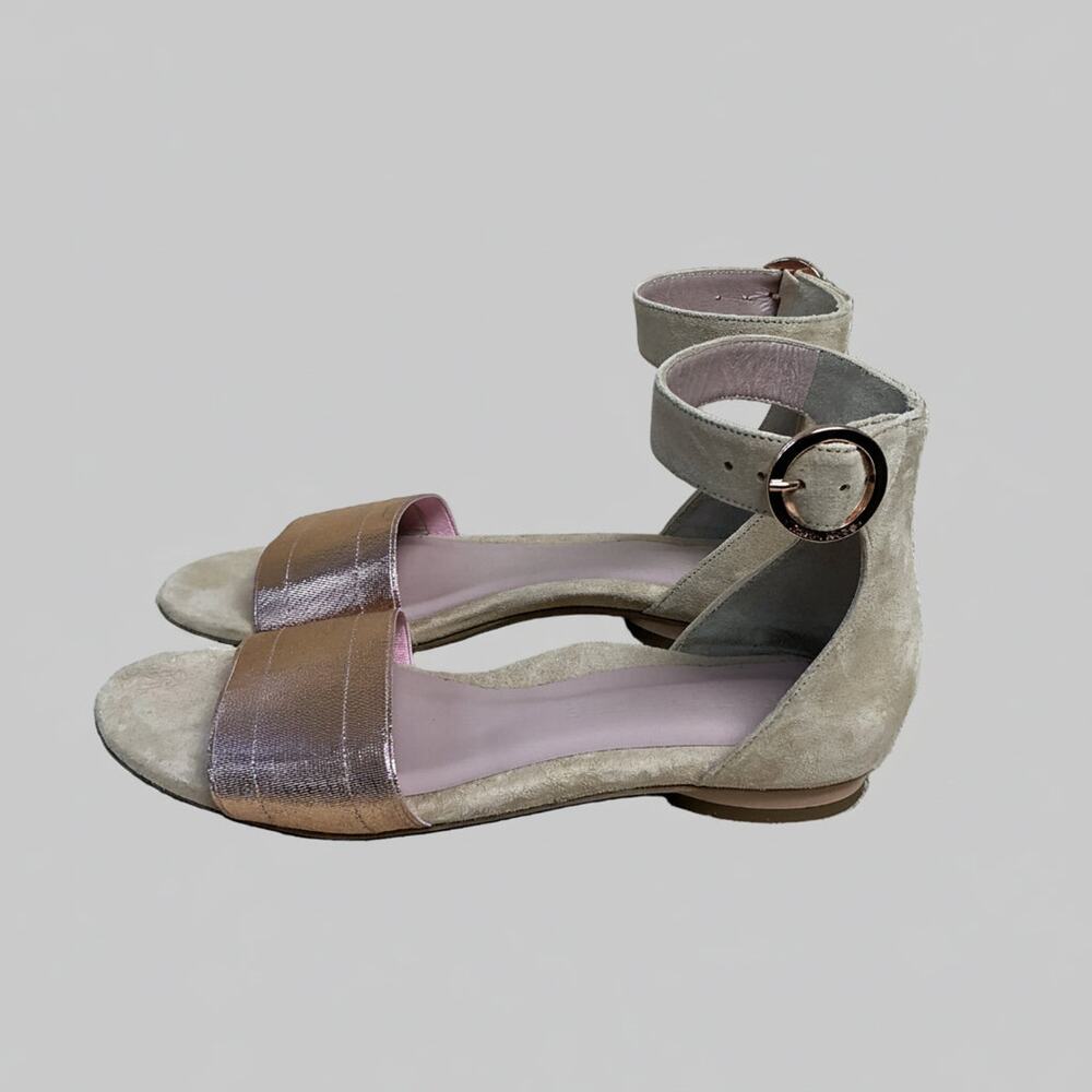Taryn Rose blush gold & tan suede sandals, size 6, BRAND NEW!